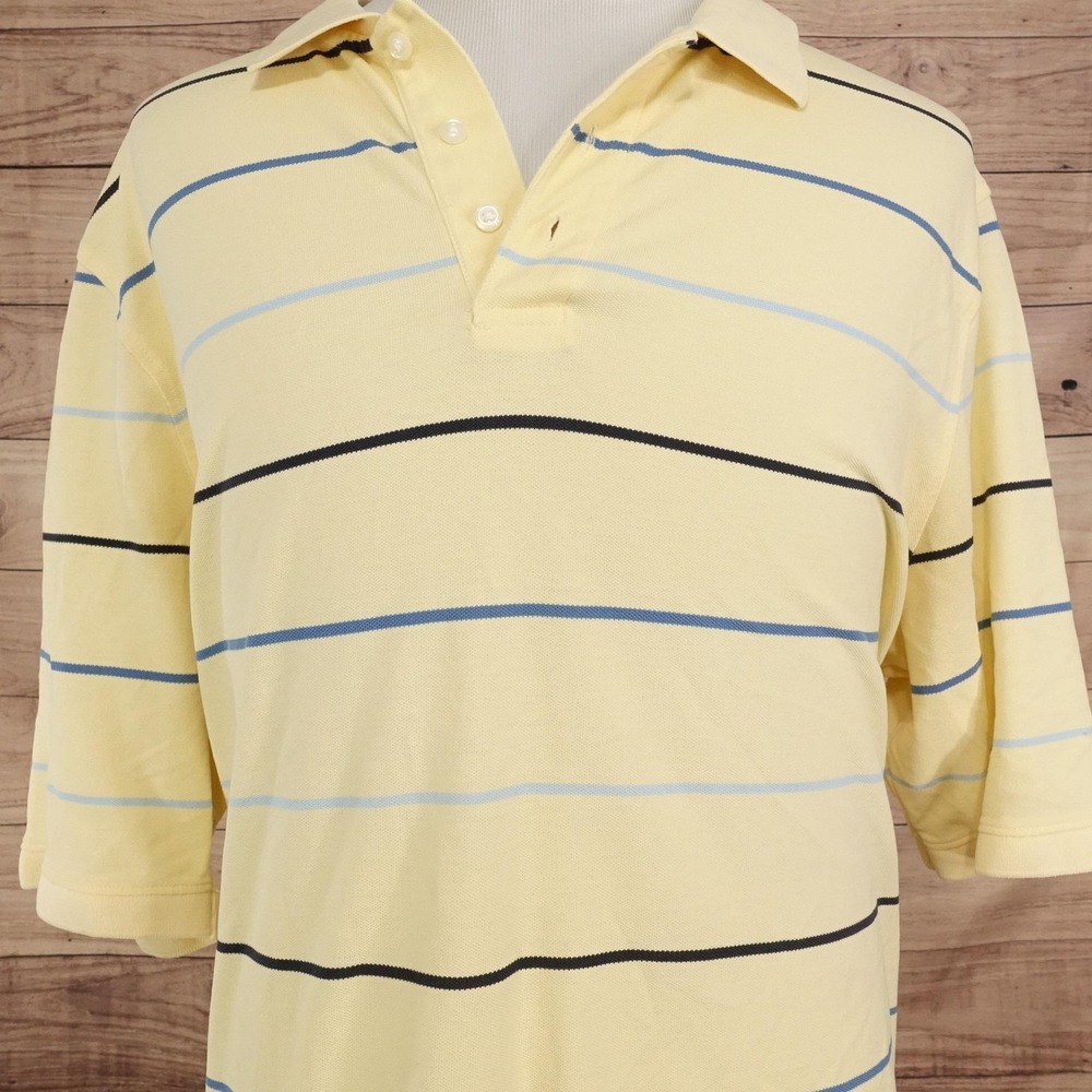 Croft & Barrow Performance Polo Shirt Mens 2XLT Yellow 100% Cotton Striped Knit